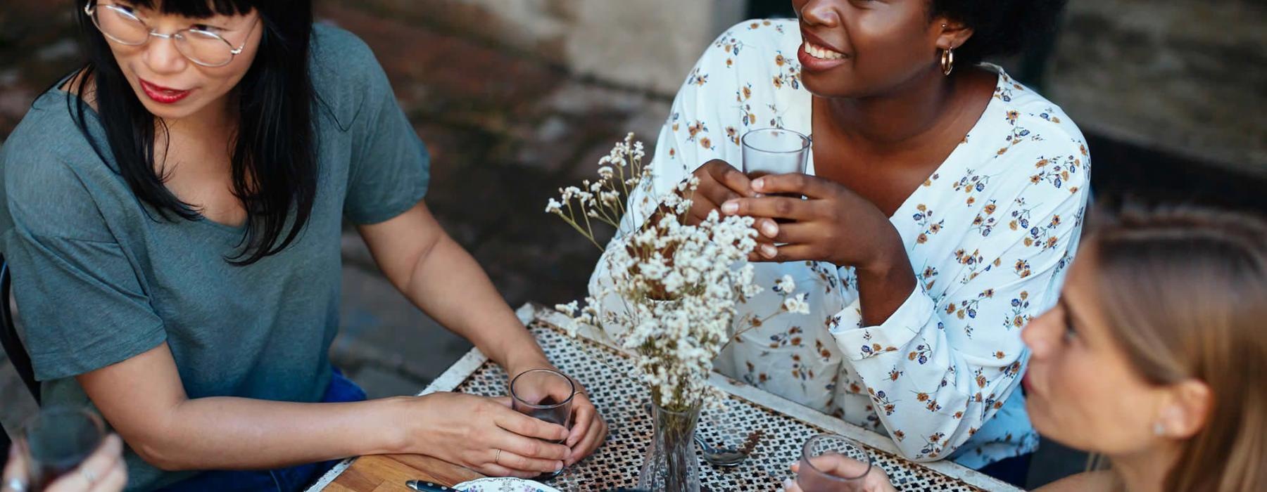 group of women having brunch at a neighborhood restaurant